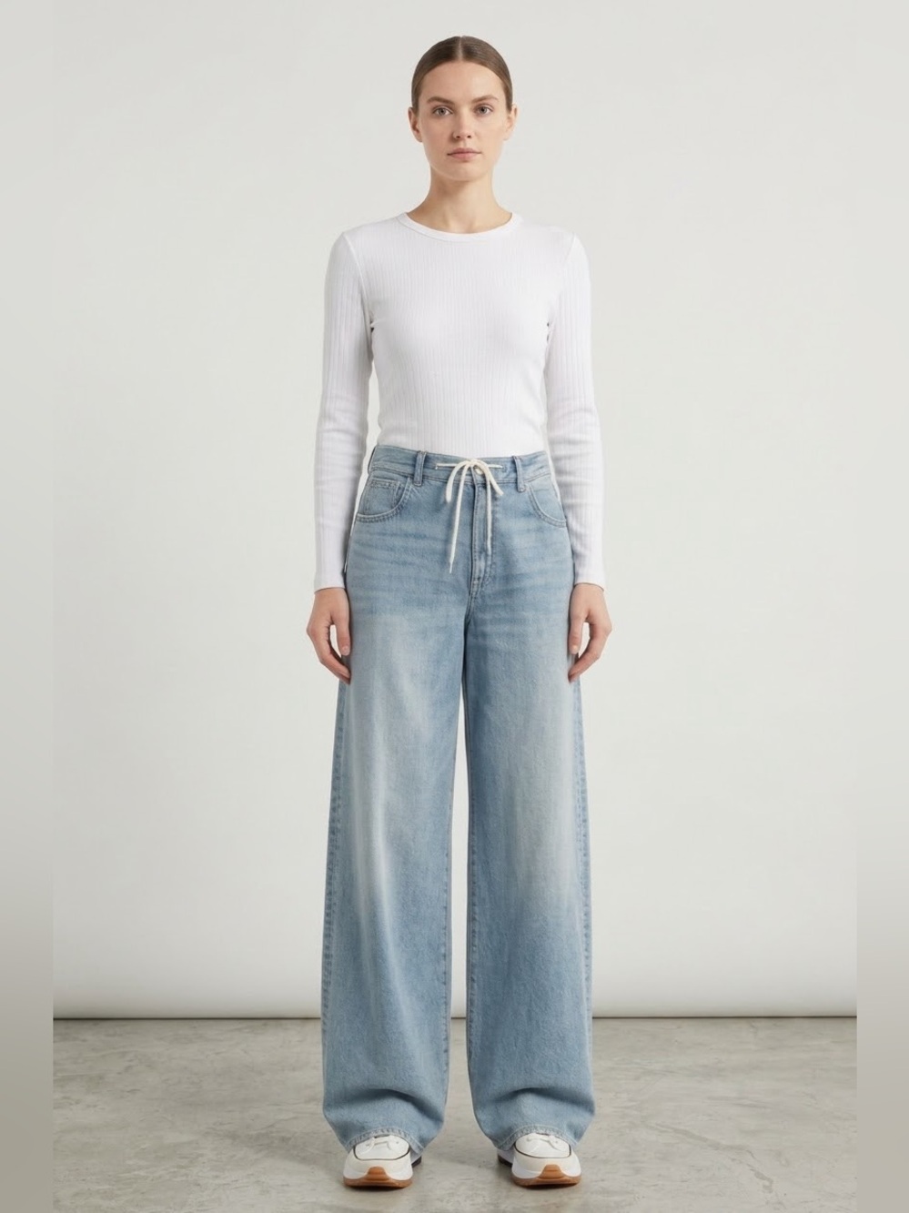 NEW Madewell Superwide Leg Drawstring Jeans Sz 25 in DAFFODILL WASH